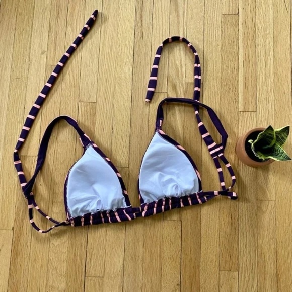 Cupshe Purple Pink Stripe & Floral Mid-Waisted Bikini Set - Size M - Picture 4 of 11